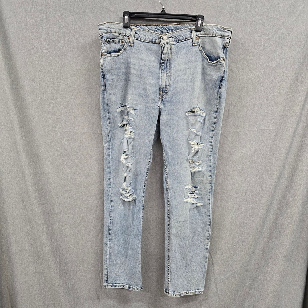 Levis 511 Slim Fit Distressed Light Wash Jeans Mens 42x30 Ripped Denim